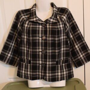 Christopher & Banks Black Plaid Academia Blazer Petite size M